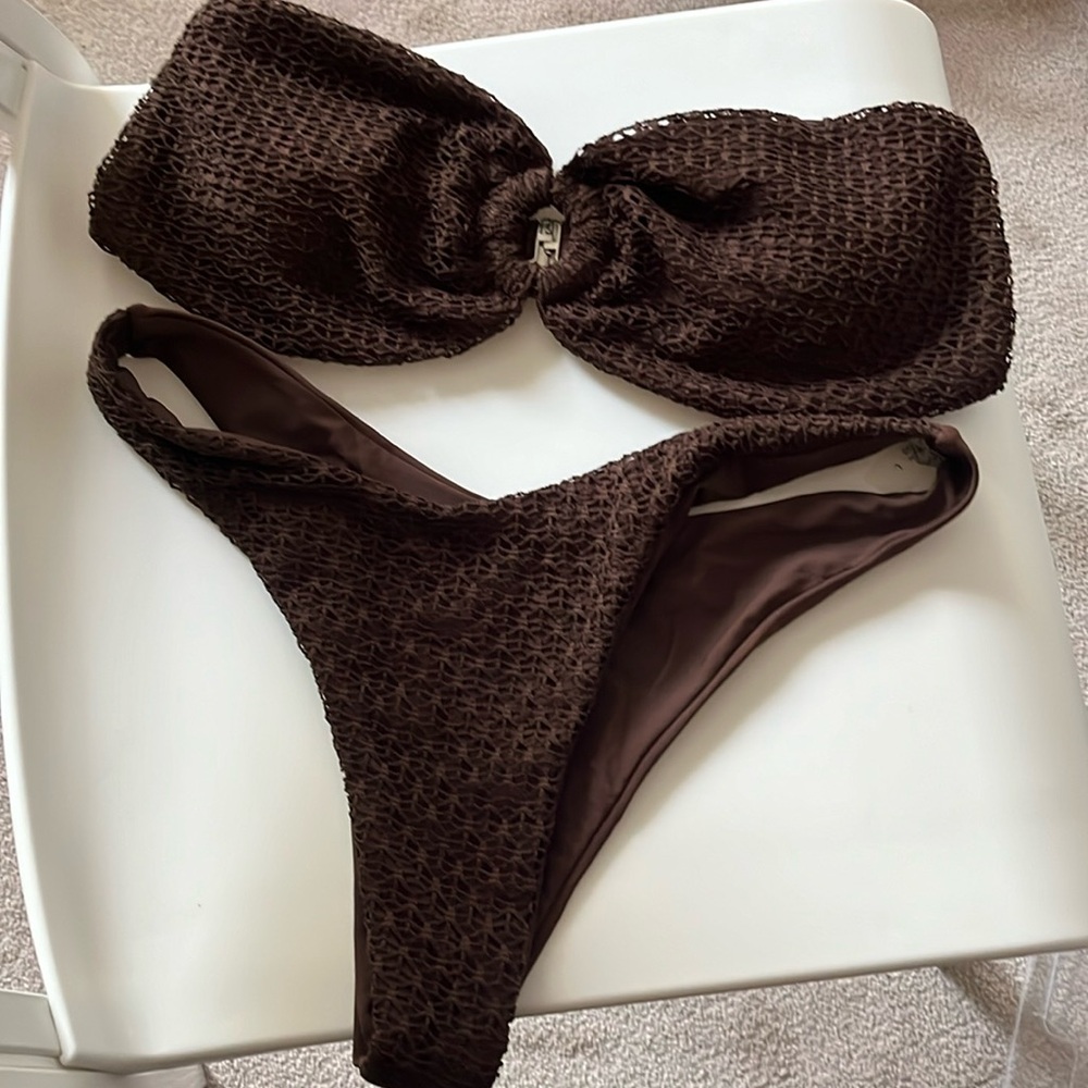 Strapless Mocha Espresso High Leg bikini